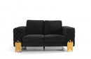 Divani Casa Georgia Modern Velvet Glam Black + Gold Loveseat