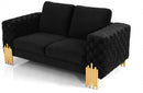Divani Casa Georgia Modern Velvet Glam Black + Gold Loveseat