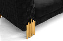 Divani Casa Georgia Modern Velvet Glam Black + Gold Loveseat