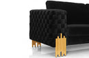 Divani Casa Georgia Modern Velvet Glam Black + Gold Loveseat