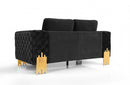 Divani Casa Georgia Modern Velvet Glam Black + Gold Loveseat