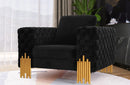 Divani Casa Georgia Modern Velvet Glam Black + Gold Chair