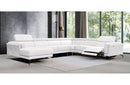 Divani Casa Gilsum White Modern Leather U Shaped Sectional Sofa with Recliner