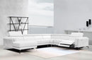 Divani Casa Gilsum White Modern Leather U Shaped Sectional Sofa with Recliner