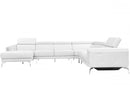 Divani Casa Gilsum White Modern Leather U Shaped Sectional Sofa with Recliner