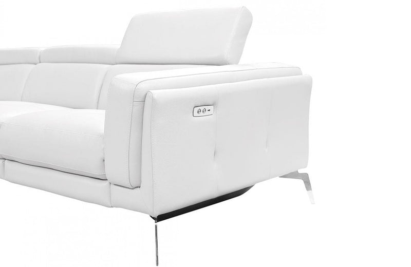 Divani Casa Gilsum White Modern Leather U Shaped Sectional Sofa with Recliner