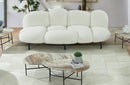 Divani Casa Glaster Contemporary White Sherpa 88" Bubble Sofa