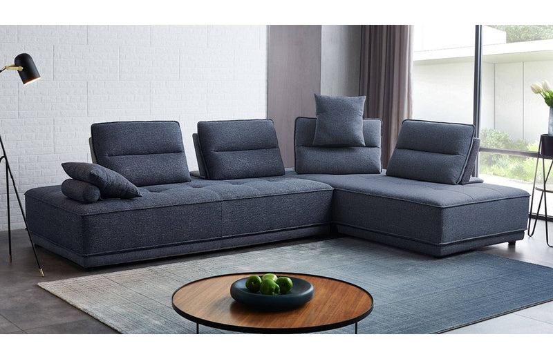 Divani Casa Glendale Modern Blue Fabric Modular Sectional Sofa