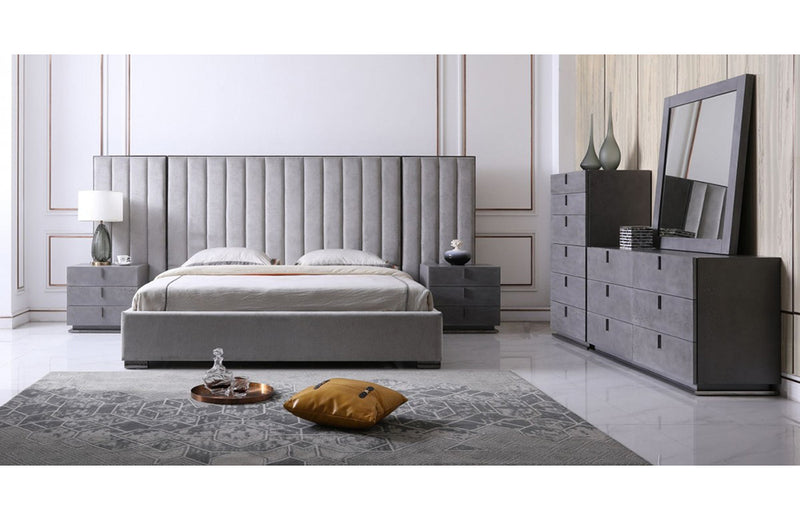 Modrest Buckley Grey & Black Stainless Steel Bedroom Set