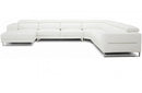Divani Casa Hawkey Contemporary White Full Leather U Shaped Left Facing Sectional Sofa