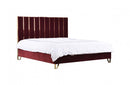 Divani Casa Reyes Modern Red Velvet & Gold Eastern King Bed