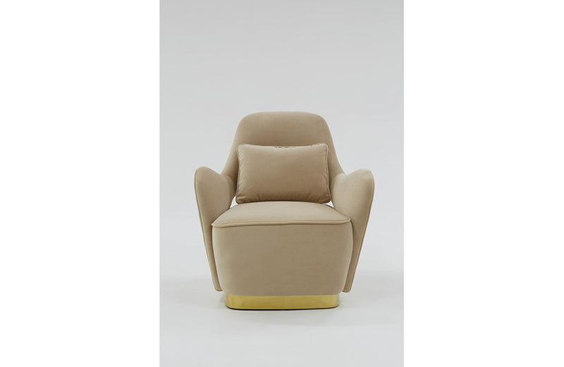 Divani Casa Visalia Modern Beige Velvet & Gold Accent Chair