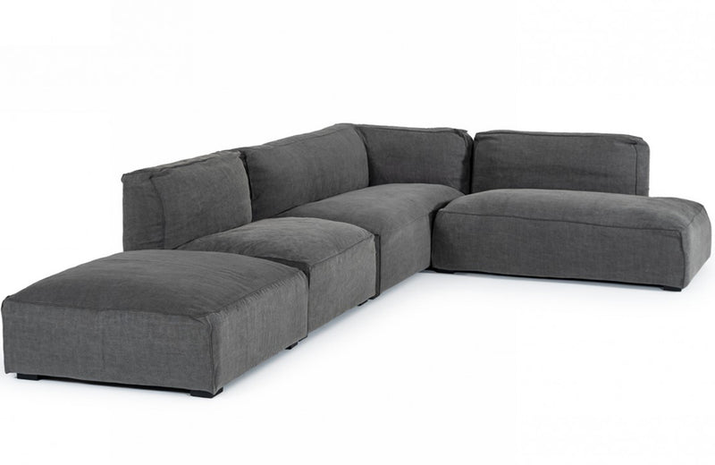 Divani Casa Hearn Contemporary Dark Grey Fabric Modular Sectional Sofa