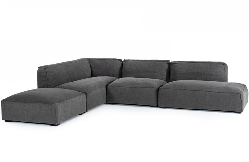 Divani Casa Hearn Contemporary Dark Grey Fabric Modular Sectional Sofa