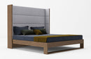 Modrest Heloise Contemporary Grey Fabric & Walnut Trim Bed