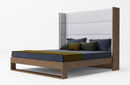 Modrest Heloise Contemporary Grey Fabric & Walnut Trim Bed