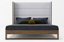 Modrest Heloise Contemporary Grey Fabric & Walnut Trim Bed