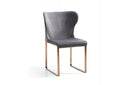 Modrest Chadwick Modern Grey Velvet & Rosegold Dining Chair