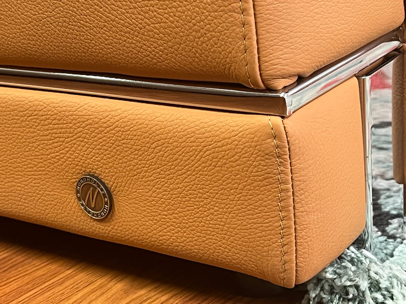Marburg Brown Leather Sectional with 1 recliner | Paramus Mega Furniture