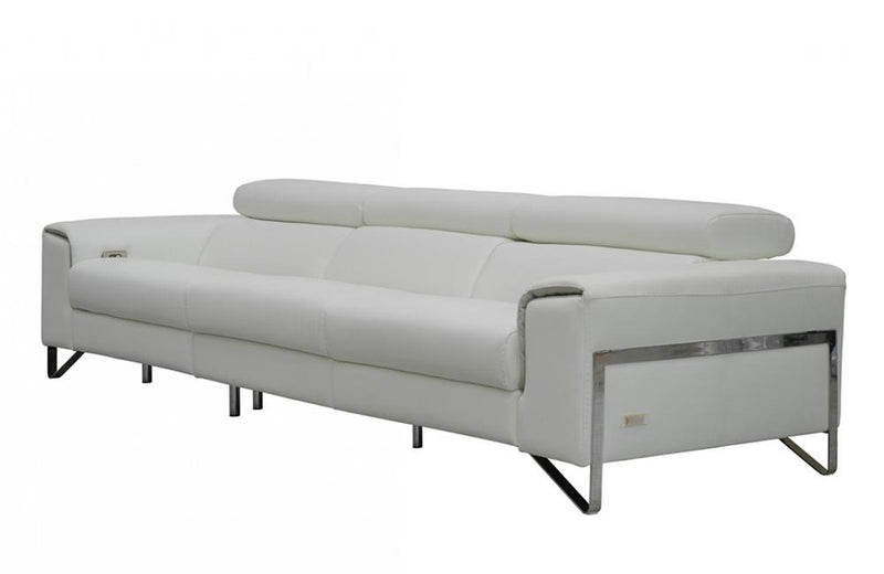 Emilio Italian Modern White Leather Sofa w/ Recliners