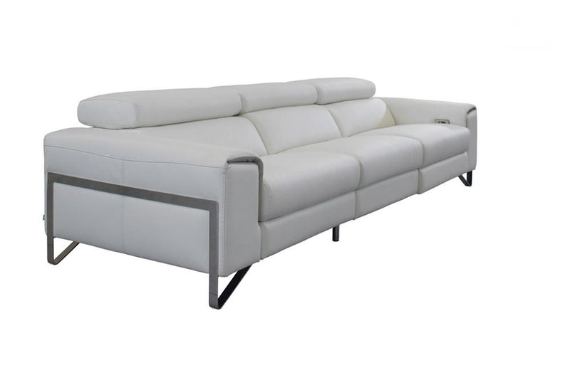 Emilio Italian Modern White Leather Sofa w/ Recliners