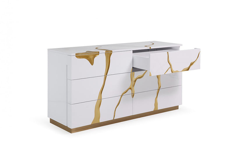 Modrest Aspen Modern White & Gold Dresser