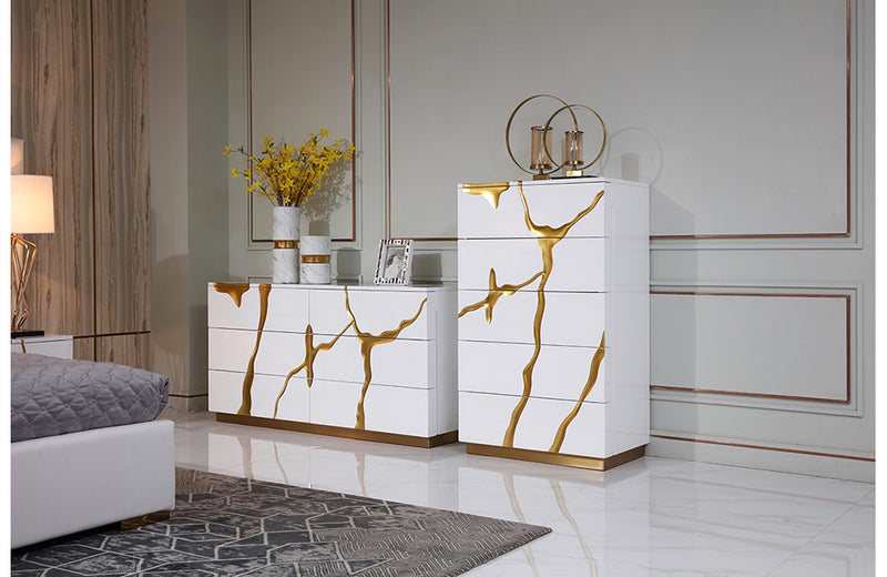 Modrest Aspen Modern White & Gold Chest