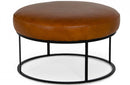 Divani Casa Jacoba Modern Camel Leather Round Ottoman
