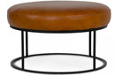 Divani Casa Jacoba Modern Camel Leather Round Ottoman