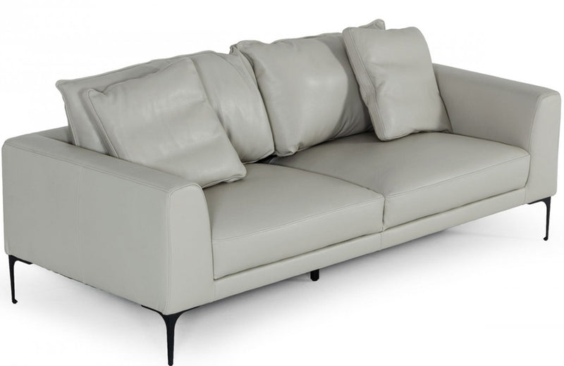 Divani Casa Jacoba Modern Light Grey Leather Sofa