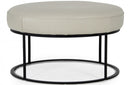 Divani Casa Jacoba Modern Light Grey Leather Round Ottoman