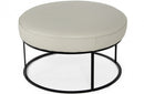 Divani Casa Jacoba Modern Light Grey Leather Round Ottoman