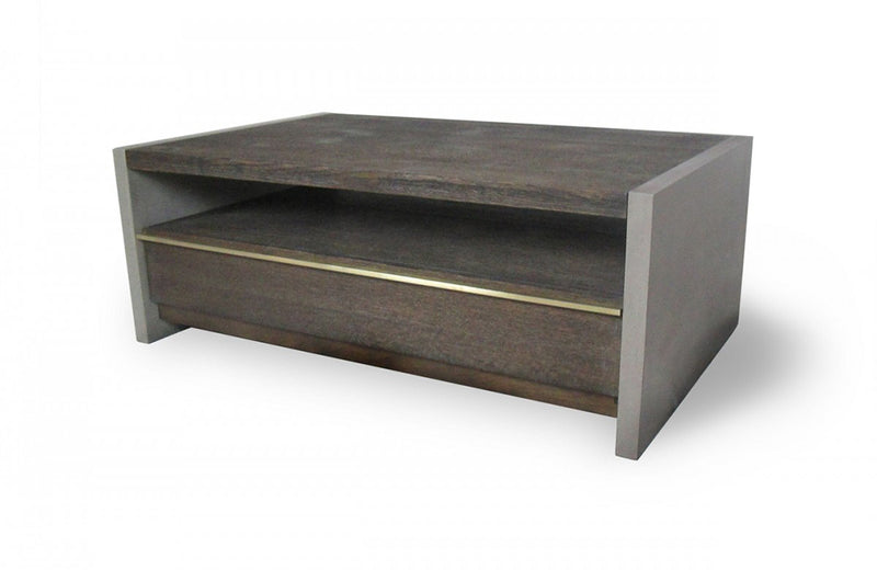Modrest June Modern Dark Grey Concrete & Walnut Coffee Table