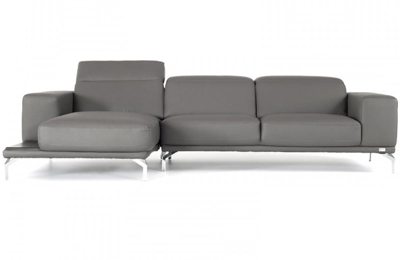 Divani Casa Belize Modern Grey Eco-Leather Sectional Sofa