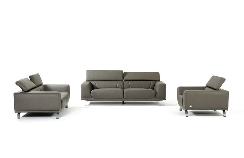 Garrett Modern Dark Grey Eco-Leather Sofa Set