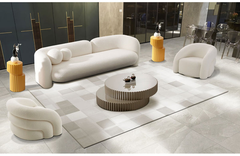Modrest Khan Modern 4-Seater Cream Fabric Sofa