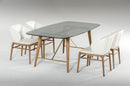 Asher Modern Smoked Glass & Walnut Dining Table