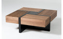 Modrest Makai Modern Walnut & Black Square Coffee Table