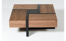 Modrest Makai Modern Walnut & Black Square Coffee Table
