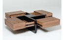 Modrest Makai Modern Walnut & Black Square Coffee Table