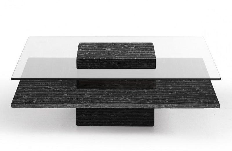 Modrest Clarion Modern Grey Elm & Glass Coffee Table