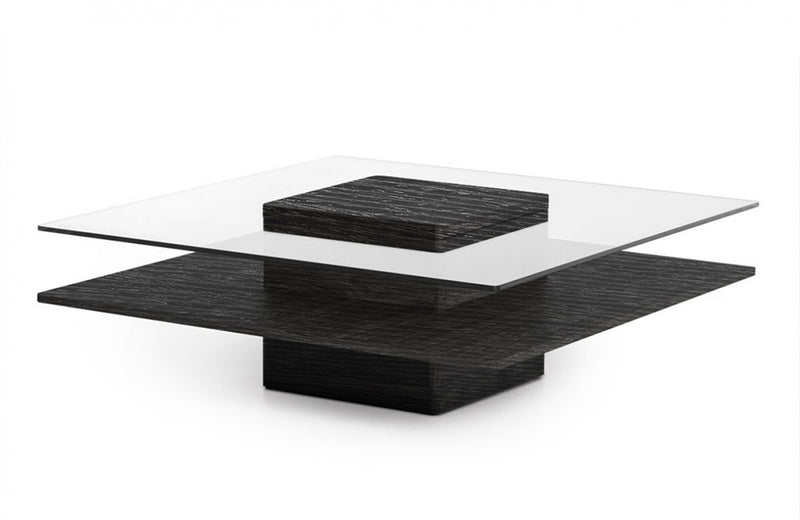 Modrest Clarion Modern Grey Elm & Glass Coffee Table