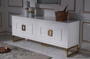 Modrest Leah Contemporary White High Gloss & Champagne Gold Buffet