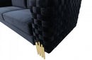 Divani Casa Lori Modern Velvet Glam Black & Gold Sofa