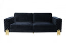 Divani Casa Lori Modern Velvet Glam Black & Gold Sofa