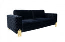 Divani Casa Lori Modern Velvet Glam Black & Gold Sofa