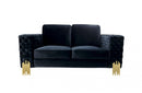 Divani Casa Lori Modern Velvet Glam Black & Gold Loveseat