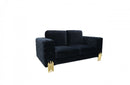 Divani Casa Lori Modern Velvet Glam Black & Gold Loveseat