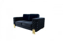 Divani Casa Lori Modern Velvet Glam Black & Gold Loveseat