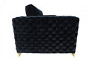 Divani Casa Lori Modern Velvet Glam Black & Gold Loveseat